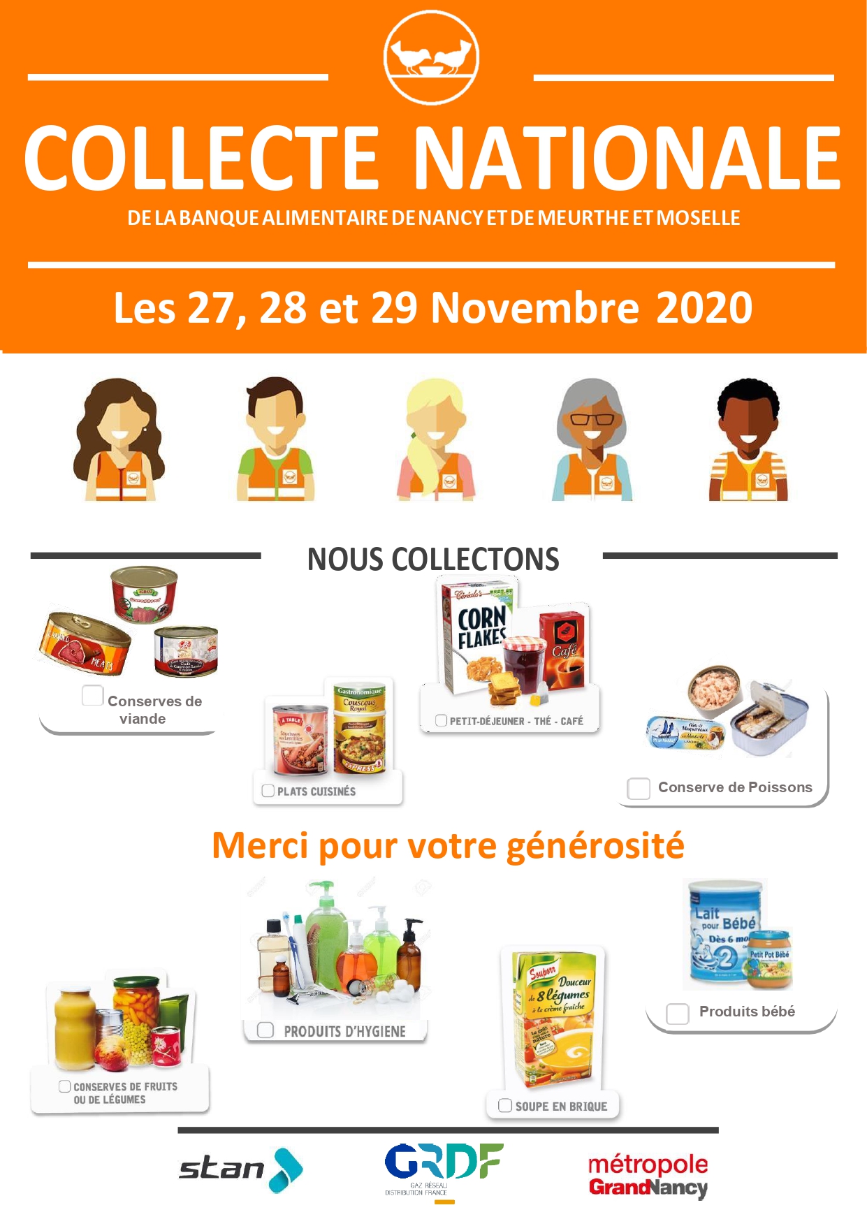 Affiche de la collecte nationale de la Banque Alimentaire de Nancy et de Meurthe-et-Moselle de Novembre 2020
